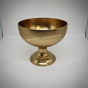 Pedestal decorativo martillado de aluminio de estilo árabe, cuenco para servir frutas de Chocolate chapado en oro, el diseño más Popular para cuencos de Metal - Product Image 5