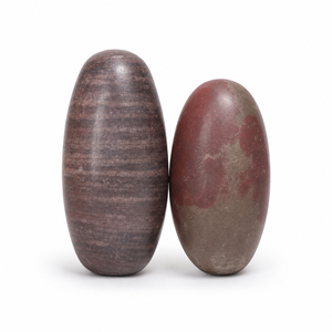 Pierre naturelle Shiva Lingam de Narmada, paire, écologique, style oriental, pierres sacrées de rivière, ovales lisses et polies, pour la méditation et la Pooja - Product Image 2