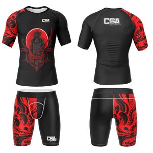 Ensemble de rashguard personnalisé imprimé numériquement pour BJJ, MMA et lutte, vente en gros directe d'usine, combinaison de compression respirante pour hommes - Product Image 1