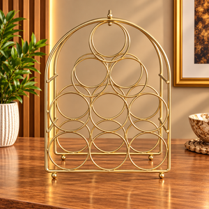 Porte-bouteille en métal design vague, support de rangement autoportant pour bar, présentoir décoratif pour la maison et la salle à manger - Product Image 5