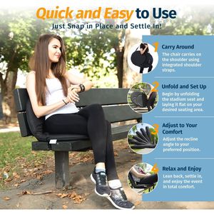 Waterproof Reclining Stadium <b>Seat</b> <b>Cushion</b> 6 Position Adjustable Comfort for <b>Outdoor</b> Events - Product Image 2