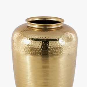 Handmade Modern Lightweight Two Tone Hammered Brushed <b>Gold</b> Metal <b>Vase</b> Decorative Tall Floor Vessel Luxury Living Room - Product Image 2