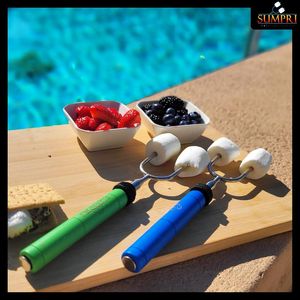 Ensemble de 6 brochettes télescopiques rotatives pour la cuisson de guimauves, idéal pour les foyers de camping et les S'mores - Product Image 3