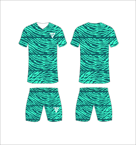 Custom Sublimated Blue Geometric Soccer Jersey Set for <b>Men</b> V-Neck Short Sleeve Quick Dry Athletic Fit - Product Image 6