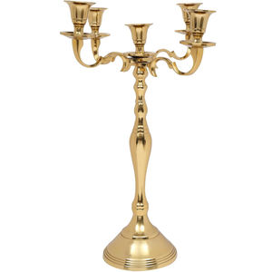 Candelabro de Metal de 5 brazos a precio razonable, portavelas con acabado dorado, soporte de vela, Decoración de mesa, decoración de boda y fiesta - Product Image 2
