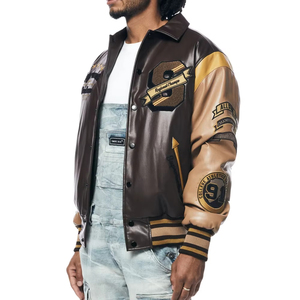 Custom chenille embroidery men's varsities <b>jackets</b> baseball letterman leather sleeves - Product Image 3