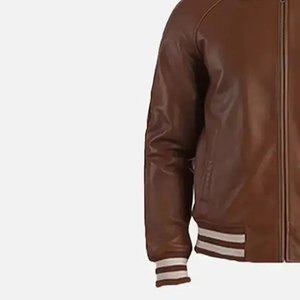 2026 Customized Leather <b>for</b> Bomber <b>Baseball</b> <b>Jacket</b> <b>Men</b> Winter Waterproof Windproof Genuine Stand Collar OEM Service - Product Image 4