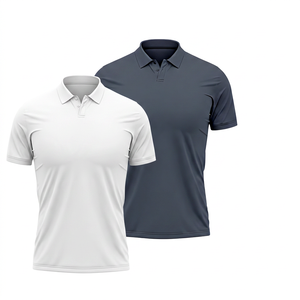 Polo en maille à séchage rapide pour homme, manches courtes, couleur unie, vêtements décontractés, noir et bleu marine, polyester - Product Image 4