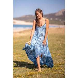 Robe maxi tie-dye faite à la main, longue robe maxi bleue, collection d'été de nouvelles arrivées, robes maxi pour femmes - Product Image 3