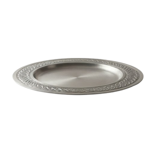 Assiette de présentation argentée pour mariage, traiteur et restaurant, avec bordure gravée, grande assiette de service alimentaire, best-seller - Product Image 5