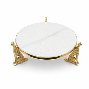 Ensemble de plateaux à fruits en bois artisanal de qualité supérieure, accents floraux en métal plaqué or, plateau de service de luxe pour les fêtes de mariage - Product Image 5