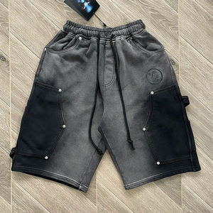 Pantalones Cortos de Algodón con Botones a Presión para Hombre y Mujer, Deportivos, Casuales, de Estilo Urbano, Vintage, Desgastados, Transpirables y de Secado Rápido - Product Image 4