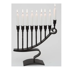Three Leg <b>9</b> Pillar menorah Candle Holder Black Antique Finished Decorative Candle Pillar Holder - Product Image 4