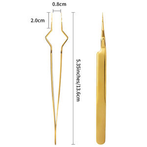 Pince à épiler de précision dorée pour extensions de cils – Conception unique, utilisation facile, outils d'application pour cils en bande complète - Product Image 6