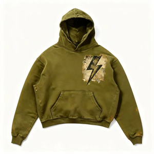 Sweat à capuche vintage délavé pour homme, qualité supérieure, style Y2K, avec déchirures - Product Image 1
