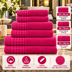 <b>Luxury</b> Class Hotel Bath <b>Towels</b> Sets Of 6pcs Pure Cotton Terry Bath <b>Towels</b> 600 GSM Grade <b>Towels</b> Suppliers Online From India - Product Image 2