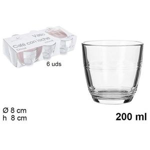 Set di 6 Bicchieri in Cristallo Trasparente per Caffè con Latte, 200 ml, Design Minimalista - Product Image 1