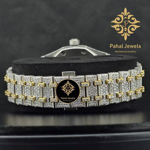 Reloj Mecánico Analógico Iced con Incrustaciones de Diamantes, Dos Tonos, Correa de Buceo de 18 mm, Reloj de Pulsera, Joyería de Moda de Lujo - Product Image 3