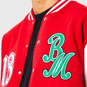 Cotton Polyester Men's <b>Button</b> up Color Blocking Varsity Jacket Letterman Men's Sports Jacket Baseball Jacket for Men - Product Image 2