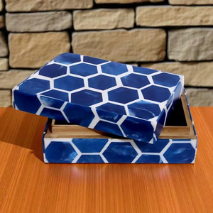 Boîte de rangement de luxe en résine incrustée, organisateur de bijoux personnalisé pour colliers et bagues, dernière boîte décorative - Product Image 1
