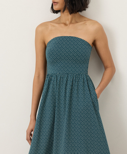 Nuevo Vestido de Verano para Mujer, Moda Retro, Sin Tirantes, Sin Mangas, con Abertura, Color Sólido, Algodón Puro - Product Image 3