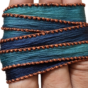 Cinta de Seda de Morera 100% Pura, 1 Pulgada de Ancho, Doble Cara, Tejida, Color Borgoña, Vino Tinto, Marrón, Multitono, Texturizada, para Moda y Manualidades - Product Image 6
