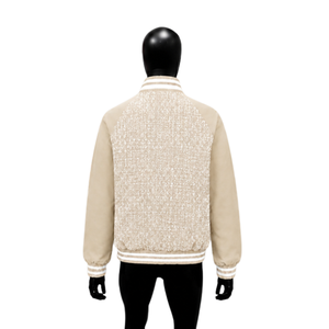Veste décontractée moderne beige pour homme, veste d'extérieur légère de qualité supérieure avec doublure en sherpa, fermeture éclair, style décontracté pour l'hiver - Product Image 2