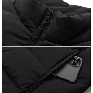 เสื้อแจ็คเก็ตแบบไม่มีแขน ดีไซน์ใหม่ โลโก้สั่งทำ แฟชั่นฤดูหนาว ซิปหน้า กันน้ำ สีดำ บุด้วยผ้าควิลท์ - Product Image 2