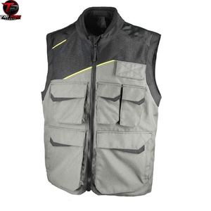 Chaleco Utilitario Gris y Negro para Hombre, Cuello Alto, Cierre Completo, Múltiples Bolsillos con Solapa, Ropa de Trabajo, Chaleco de Viaje, Chaleco Ligero y Duradero - Product Image 1