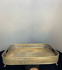 Three Tier Round Metal Decorative Tray <b>Stand</b> With Handle Traditional Design Multi Piece Package - Product Image 3