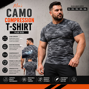 Camo Printed <b>Compression</b> T <b>Shirt</b> <b>Men</b> Short Sleeve Rash Guard Tee Plus Size Gym Fitness Base Layer <b>Shirts</b> <b>Men</b> Yoga Wear T-<b>Shirts</b> - Product Image 5
