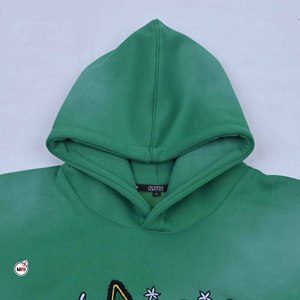 MRI Mens Green Embroidered Hoodie Regular Fit Cotton Polyester Terry Casual Streetwear Pullover with <b>Stars</b> and Lightning <b>Design</b> - Product Image 3