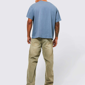 OEM High Quality Men Heavyweight Printed Blank Jersey <b>Boxy</b> <b>T</b>-<b>Shirts</b> Breathable Eco-Friendly Slightly Drop Shoulder O-Neck Short - Product Image 4