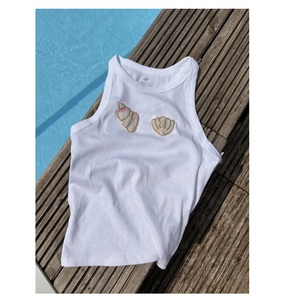 T-shirt vintage plaqué argent avec perles en forme de cœur, pour la création d'échantillons de chemises en coton, broderie perlée, perles pour bébé - Product Image 4