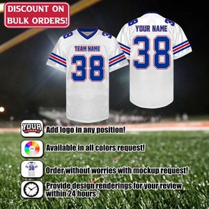 เสื้อเจอร์ซีย์ทรงบ็อกซี่แบบเรียบง่ายสำหรับผู้ชายและผู้หญิง พิมพ์ลายและปักโลโก้ ระบายอากาศได้ดี เหมาะสำหรับกีฬาอเมริกันฟุตบอล - Product Image 5