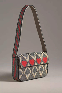 Sac à bandoulière brodé de perles, motif œil porte-bonheur, crème et bleu, perles de rocaille, pochette de soirée tendance pour femme - Product Image 6