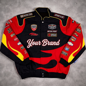 Unisex Vintage <b>NASCAR</b> Race <b>Jacket</b> Breathable All-Over Cotton Motorcycle <b>Jacket</b> Custom Embroidered Logo Patch Made Pakistan - Product Image 3