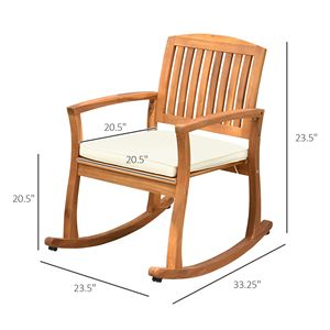 Sedia a dondolo da esterno Tranquil in legno di acacia con cuscino tonalità teak per uso in giardino - Product Image 3