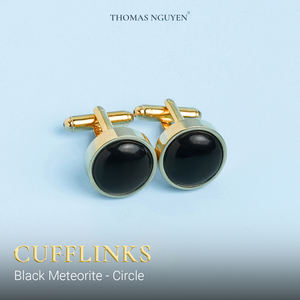 Gemstone de Lujo de Feng Shui: Meteorito Negro (Cuarzo Ahumado) con Baño de Oro de 18K, Gemelos (MSDADE007) de la Colección Tinh Vu - Product Image 5