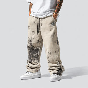 Pantalones anchos de algodón con lavado ácido, estilo oversize, holgados, para ropa urbana, 360 420 500 gsm, de felpa francesa, sin estampado - Product Image 5