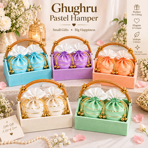 Cesta de Regalo Ghughru Pastel con 2 Bolsas Potli, Regalo Elegante para Bodas, Diwali y Otras Ocasiones Festivas - Product Image 5