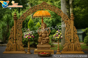 Canapé bateau Radha Krishna Mayur, meuble traditionnel sculpté à la main en fibre, style royal Braj, pour mariages, New York - Product Image 6