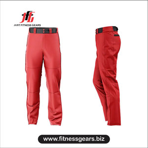 JUST FITNESS GEARS Men's Red Slim Fit Polyester Pants With <b>Belt</b> And Pockets All Seasons Moisture Wicking Apparel - Product Image 2