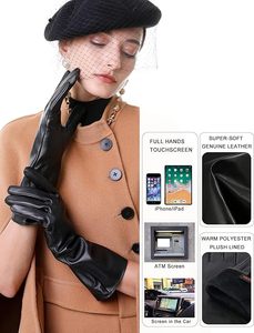 Long Genuine Leather <b>Gloves</b> for Women Full Touchscreen - Product Image 3