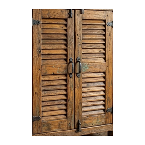 Interior <b>Rustic</b> Solid Wood Louvered Door Panels with Smooth Finished Surface for Closet <b>Cabinet</b> and Storage Areas - Product Image 1