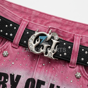 Shorts en jean personnalisés Zabex Sports OEM ODM pour hommes, avec strass, streetwear premium, été, écologiques, respirants, taille mi-haute, effet usé - Product Image 5