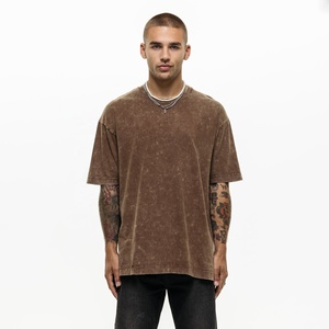 Premium Combed Cotton Custom Heavy Weight 220GSM <b>Plus</b> <b>Size</b> Front Washed Blank <b>Men's</b> Short Sleeve T-Shirt Acid Wash <b>Plus</b> <b>Size</b> Tee - Product Image 1