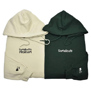 Ensemble de sweats à capuche personnalisés pour couples, broderie assortie, coton lourd, style minimaliste, sweats à capuche « Somebody Somebody Problem » pour couples - Product Image 1