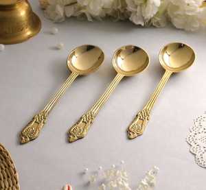 Premium Quality Classic Eco-Friendly Brass <b>Spoons</b> Elegant Salad <b>Serving</b> Customized Home Office Outdoor Business Gifts Lids - Product Image 2