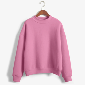 Sweat-shirt à col rond pour femme, couleur unie, manches longues, tricoté, respirant, style décontracté, style automne, 100% coton - Product Image 3